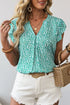 Notched Neckline Ruffle Sleeve Animal Print Viscose Blouse