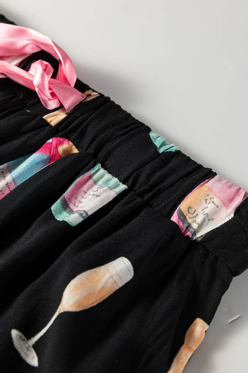 Novelty Bottle And Ring Print Pajama Set