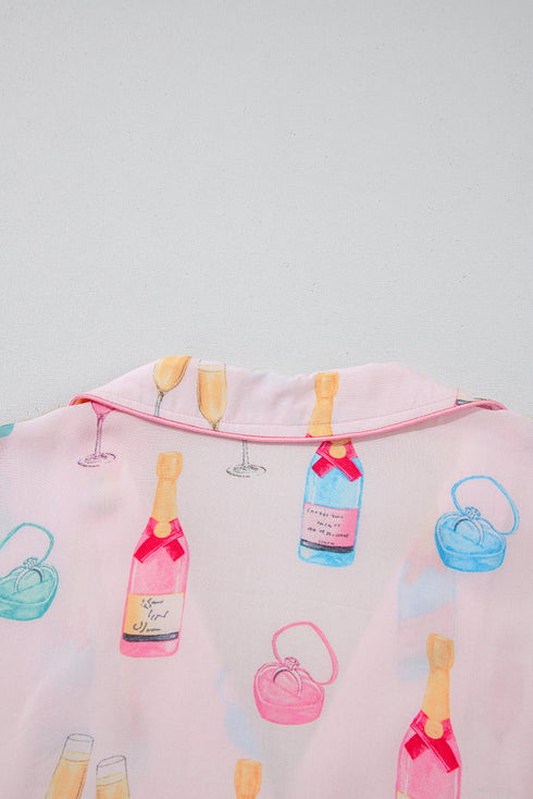 Novelty Bottle And Ring Print Pajama Set
