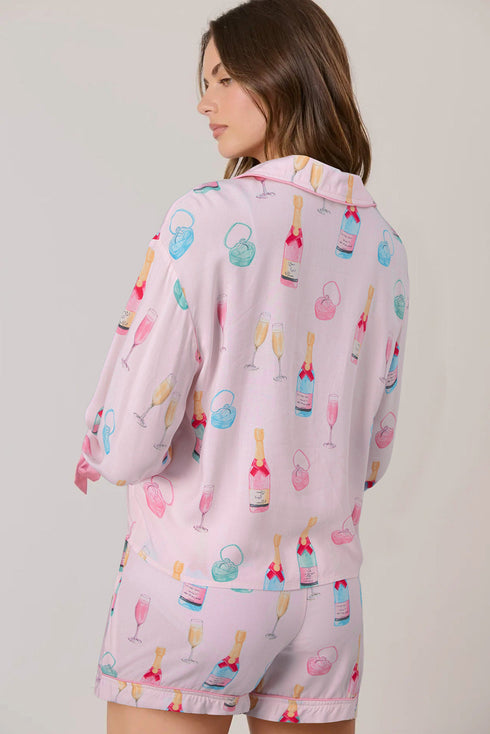 Novelty Bottle And Ring Print Pajama Set