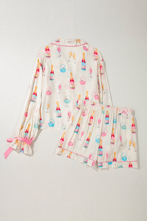 Novelty Bottle And Ring Print Pajama Set