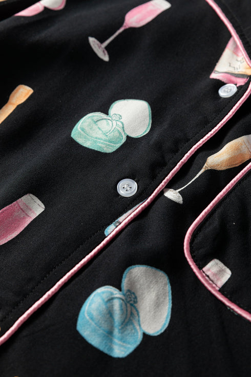 Novelty Bottle And Ring Print Pajama Set