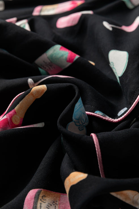 Novelty Bottle And Ring Print Pajama Set