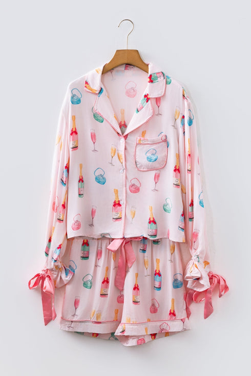 Novelty Bottle And Ring Print Pajama Set