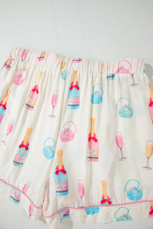 Novelty Bottle And Ring Print Pajama Set