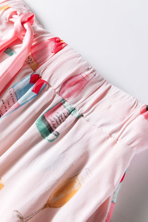 Novelty Bottle And Ring Print Pajama Set