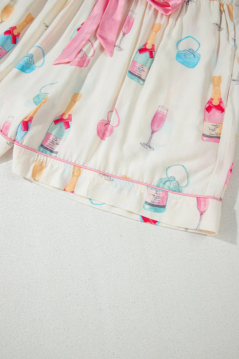 Novelty Bottle And Ring Print Pajama Set