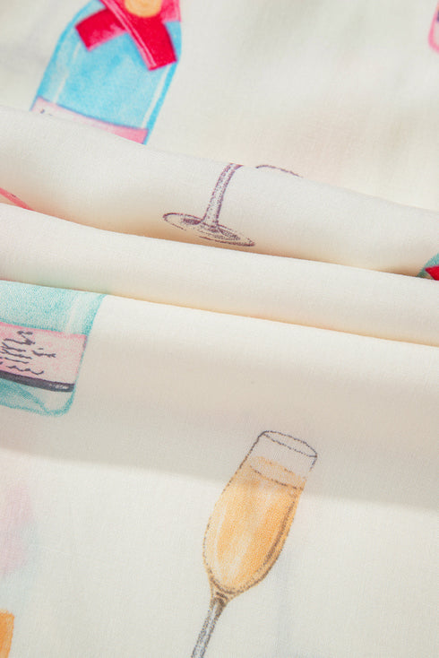 Novelty Bottle And Ring Print Pajama Set