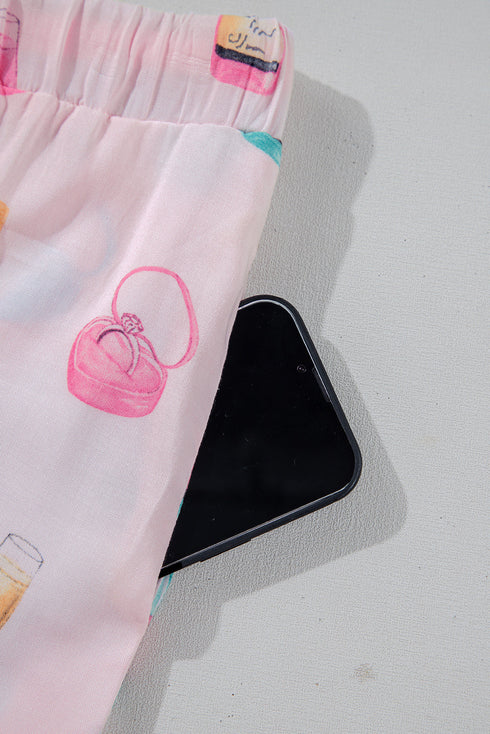 Novelty Bottle And Ring Print Pajama Set