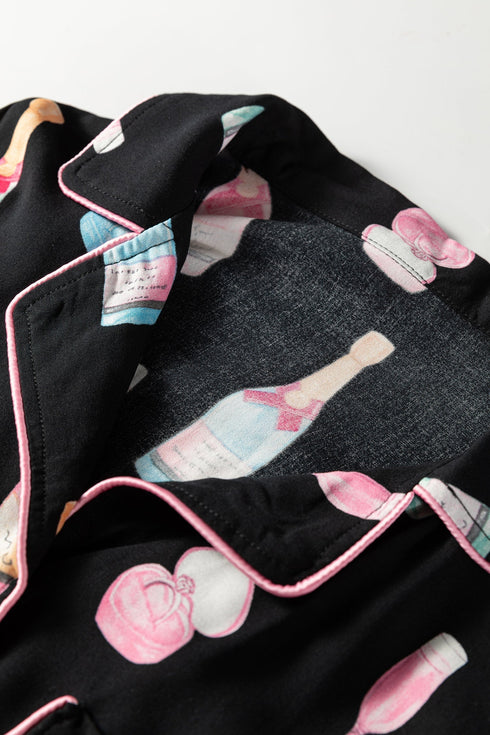 Novelty Bottle And Ring Print Pajama Set