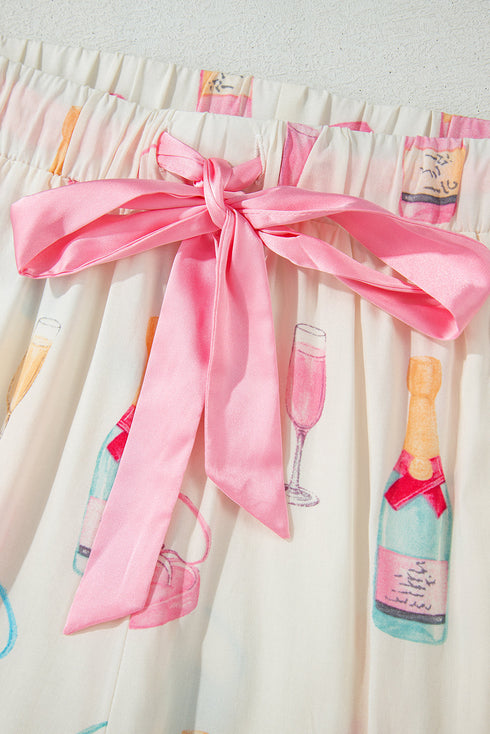 Novelty Bottle And Ring Print Pajama Set