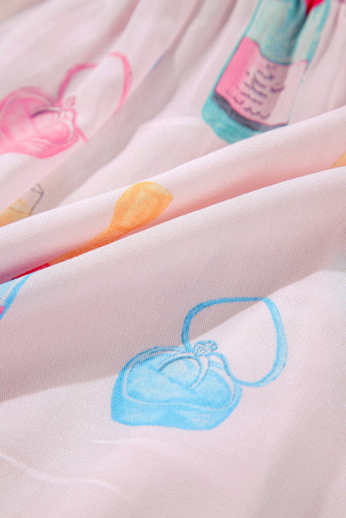 Novelty Bottle And Ring Print Pajama Set