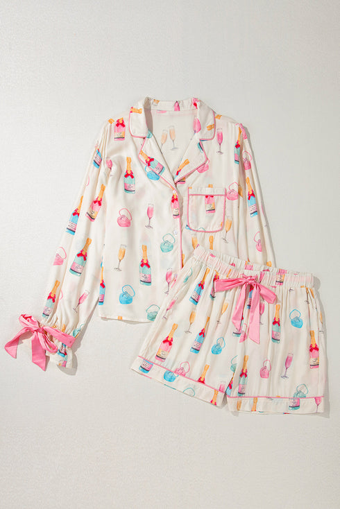 Novelty Bottle And Ring Print Pajama Set