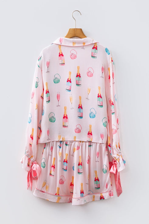 Novelty Bottle And Ring Print Pajama Set