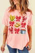 Novelty Crawfish Bow Graphic Print Short Sleeve Shirt
