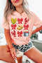 Novelty Crawfish Bow Graphic Print Short Sleeve Shirt