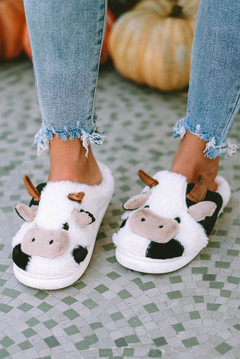 Novelty Farm Animal Plush Fleece Slip On Slippers