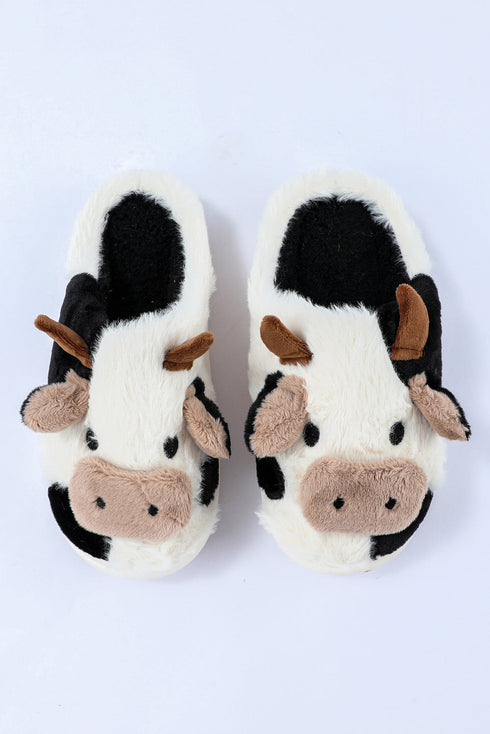 Novelty Farm Animal Plush Fleece Slip On Slippers