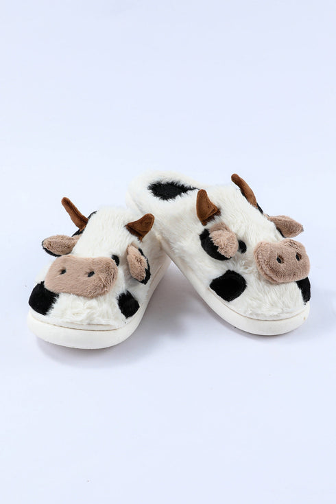 Novelty Farm Animal Plush Fleece Slip On Slippers