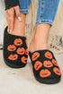 Novelty Jack O Lantern Plush Fleece House Slippers