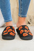 Novelty Jack O Lantern Plush Fleece House Slippers