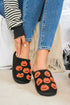 Novelty Jack O Lantern Plush Fleece House Slippers