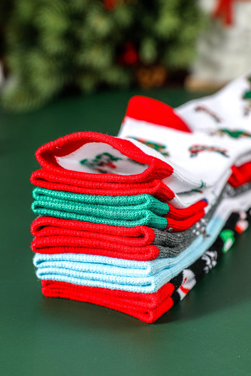 Novelty Pattern Cotton Crew Five Pair Gift Box Socks