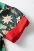 Novelty Print Frilled Neck Contrast Trim Short Sleeve Blouse