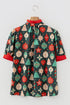 Novelty Print Frilled Neck Contrast Trim Short Sleeve Blouse