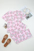 Novelty Print V Neck Short Sleeve Lounge Set