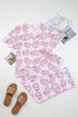 Novelty Print V Neck Short Sleeve Lounge Set