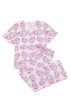 Novelty Print V Neck Short Sleeve Lounge Set