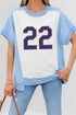 Number Print Color Block Jersey Knit Graphic Tee Shirt
