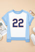 Number Print Color Block Jersey Knit Graphic Tee Shirt