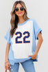 Number Print Color Block Jersey Knit Graphic Tee Shirt