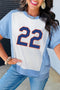Number Print Color Block Jersey Knit Graphic Tee Shirt