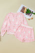 Nutcracker Doll Print Stripe Contrast Trim Long Sleeve Short Sets