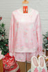 Nutcracker Doll Print Stripe Contrast Trim Long Sleeve Short Sets
