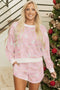 Nutcracker Doll Print Stripe Contrast Trim Long Sleeve Short Sets