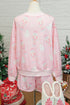 Nutcracker Doll Print Stripe Contrast Trim Long Sleeve Short Sets