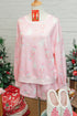Nutcracker Doll Print Stripe Contrast Trim Long Sleeve Short Sets