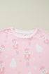 Nutcracker Doll Print Stripe Contrast Trim Long Sleeve Short Sets
