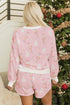 Nutcracker Doll Print Stripe Contrast Trim Long Sleeve Short Sets