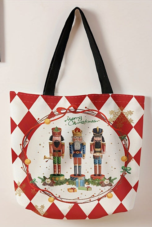 Nutcracker Graphic Print Canvas Shoulder Tote Bag