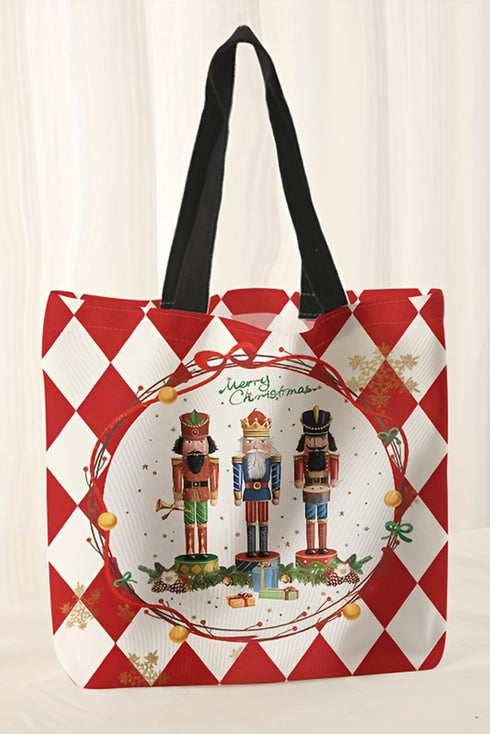 Nutcracker Graphic Print Canvas Shoulder Tote Bag