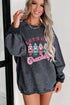 Nutcracker Graphic Print Corded Texture Holiday Sweatshirt