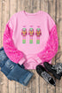 Nutcracker Graphic Sequin Sleeve Crew Neck Sweatshirt
