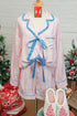 Nutcracker Print Bow Tie Front Long Sleeve Pajama Set
