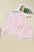 Nutcracker Print Bow Tie Front Long Sleeve Pajama Set
