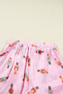 Nutcracker Print Contrast Piping Bow Cuff Silky Pajama Set